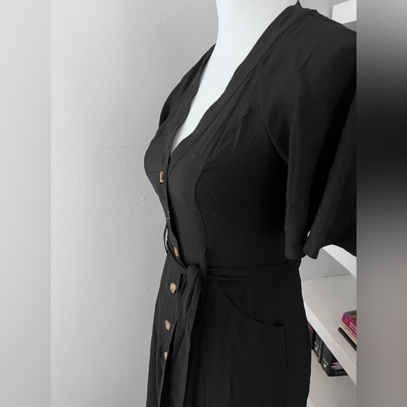 Whistles Women's Black Anita Button-Through Belted A-Line Dress Size US 2 - Picture 5 of 16